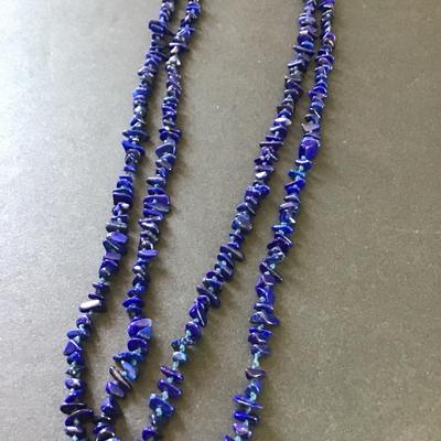 Beautiful vintage lapis lazuli chip gemstone necklace, long layering