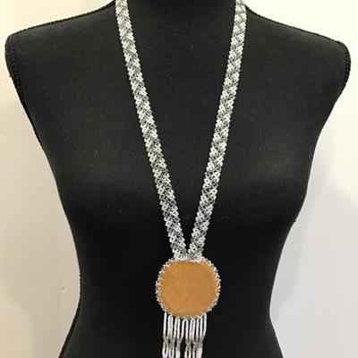 Gorgeous vintage handcrafted Native American beaded statement necklace. Very nice very beautiful