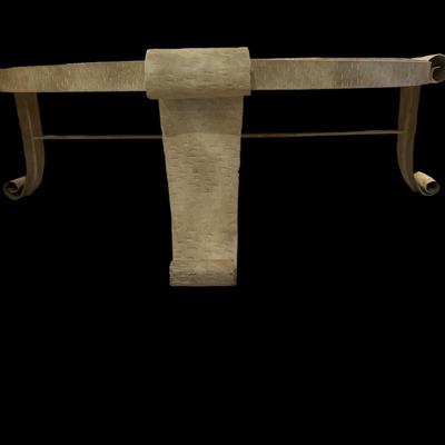 Iron and cast stone coffee table 48” x 16”
