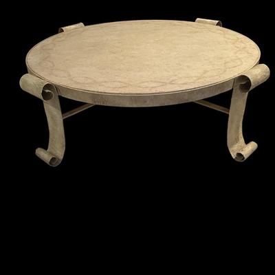 Iron and cast stone coffee table 48” x 16”