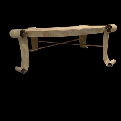 Iron and cast stone coffee table 48” x 16”