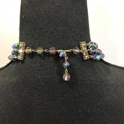 Vintage signed Castlecliff Multi strand, Aurora Borealis crystal beads necklace. Absolutely gorgeous art deco, beautiful