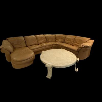 Leather sectional ( coffee table not included in this lot )