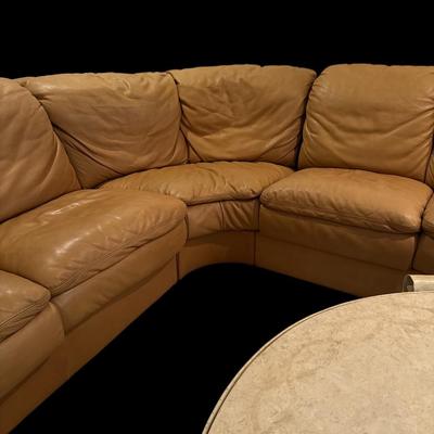 Leather sectional ( coffee table not included in this lot )