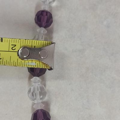 Swarovski Strass Crystal Necklace- Clear and Amethyst Colored- Approx 30" Long (#1)
