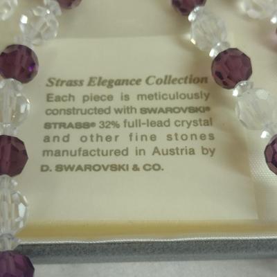 Swarovski Strass Crystal Necklace- Clear and Amethyst Colored- Approx 30" Long (#1)