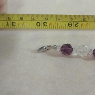 Swarovski Strass Crystal Necklace- Clear and Amethyst Colored- Approx 30" Long (#1)