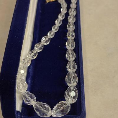 Austrian Crystal Necklace- Graduated Tear Drop Shape- Approx 18" Long (#4)