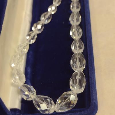 Austrian Crystal Necklace- Graduated Tear Drop Shape- Approx 18" Long (#4)