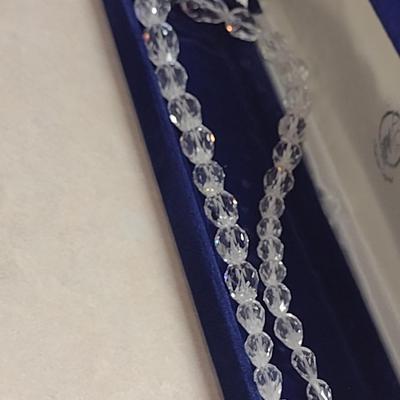 Austrian Crystal Necklace- Graduated Tear Drop Shape- Approx 18" Long (#4)
