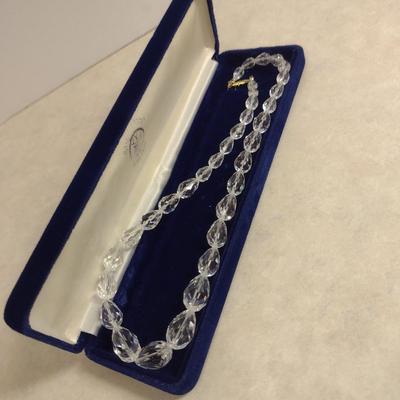 Austrian Crystal Necklace- Graduated Tear Drop Shape- Approx 18" Long (#4)