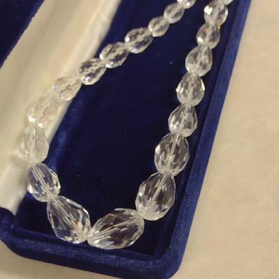 Austrian Crystal Necklace- Graduated Tear Drop Shape- Approx 18" Long (#4)