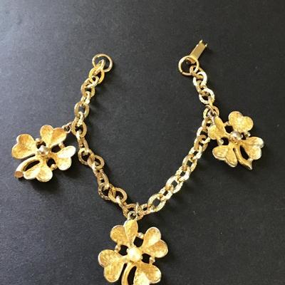 Vintage mid century, four leaf clover charm bracelet