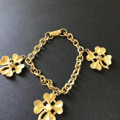 Vintage mid century, four leaf clover charm bracelet
