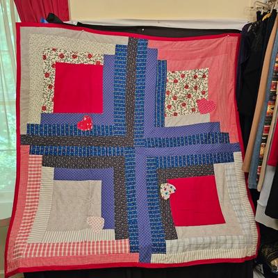 Red & Blue Quilt w/Hearts (GB2-JS)