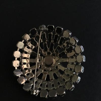 Large dome rhinestone brooch