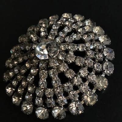 Large dome rhinestone brooch