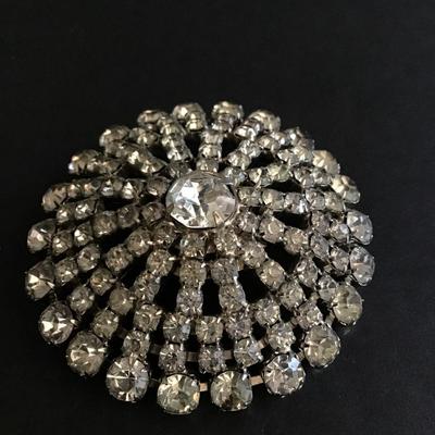 Large dome rhinestone brooch