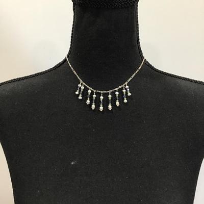 Beautiful 925 silver and crystal genuine pearl dangling necklace very beautiful very well-made