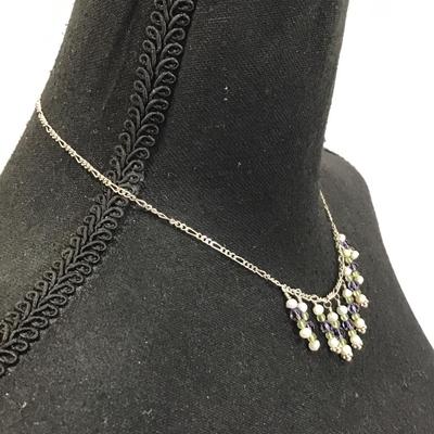 Beautiful 925 silver and crystal genuine pearl dangling necklace very beautiful very well-made