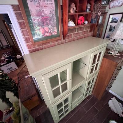 Sage Green Two Piece Glass Door Cabinets (C-RG)