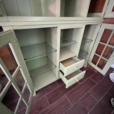 Sage Green Two Piece Glass Door Cabinets (C-RG)