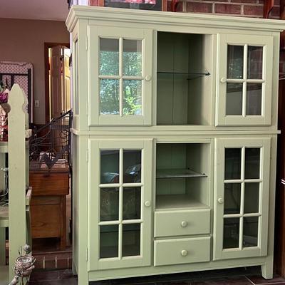 Sage Green Two Piece Glass Door Cabinets (C-RG)