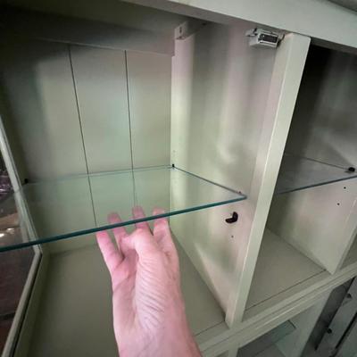 Sage Green Two Piece Glass Door Cabinets (C-RG)