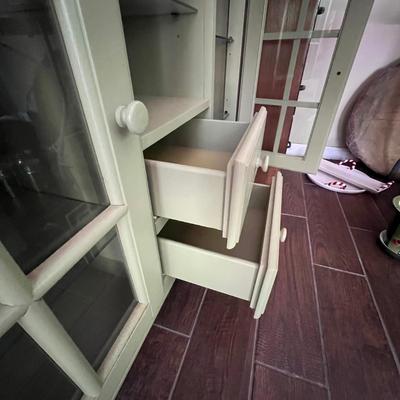Sage Green Two Piece Glass Door Cabinets (C-RG)