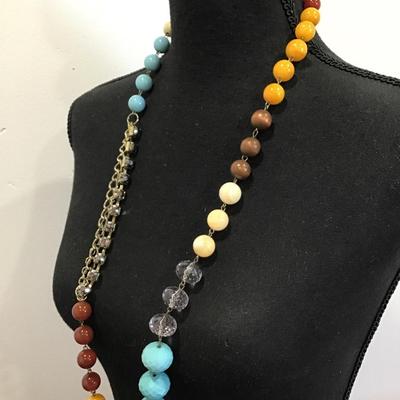 Multi colored statement bead necklace