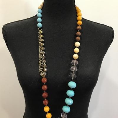 Multi colored statement bead necklace