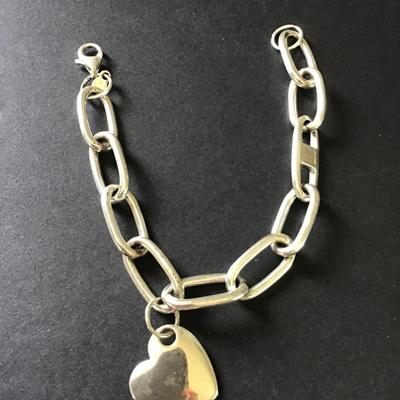 Vintage Monet, 925 silver heart charm bracelet
