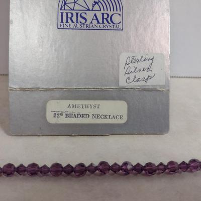 Iris Arc Austrian Crystal Necklace with Sterling Silver Clasp- Amethyst Color- Approx 22" (#11)