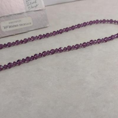 Iris Arc Austrian Crystal Necklace with Sterling Silver Clasp- Amethyst Color- Approx 22" (#11)