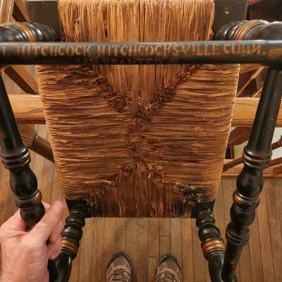 Vintage Hitchcock Federal Style Woven Rush Footstool Stool