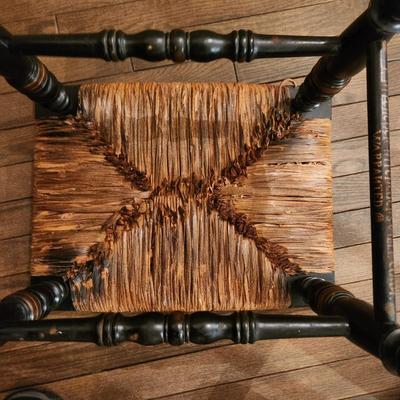 Vintage Hitchcock Federal Style Woven Rush Footstool Stool