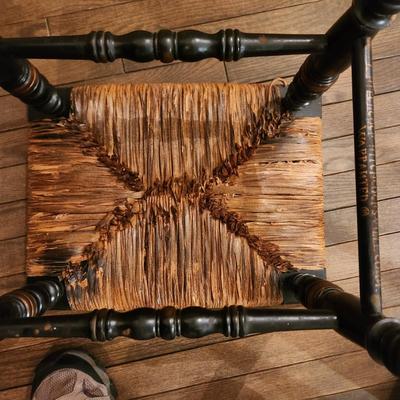 Vintage Hitchcock Federal Style Woven Rush Footstool Stool