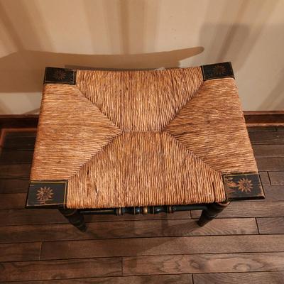 Vintage Hitchcock Federal Style Woven Rush Footstool Stool