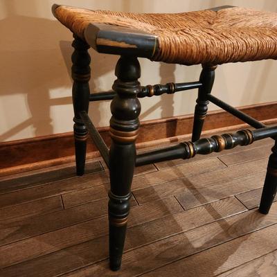 Vintage Hitchcock Federal Style Woven Rush Footstool Stool