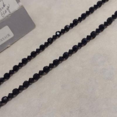 Iris Arc Crystal Necklace with Sterling Silver Clasp- Jet Black Color- Approx 28" (#12)