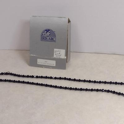 Iris Arc Crystal Necklace with Sterling Silver Clasp- Jet Black Color- Approx 28" (#12)
