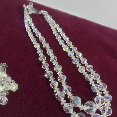 Collection of Aurora Borealis Jewelry- Bracelet, Necklace, and Earrings (#15)