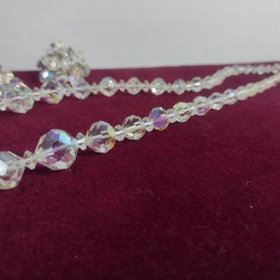 Collection of Aurora Borealis Jewelry- Bracelet, Necklace, and Earrings (#15)
