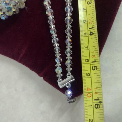 Collection of Aurora Borealis Jewelry- Bracelet, Necklace, and Earrings (#15)