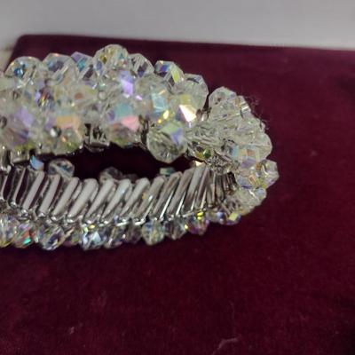 Collection of Aurora Borealis Jewelry- Bracelet, Necklace, and Earrings (#15)