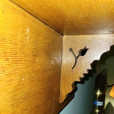 Coat Rack Wood Shelf w 2 Brass Hangers 36" x7"