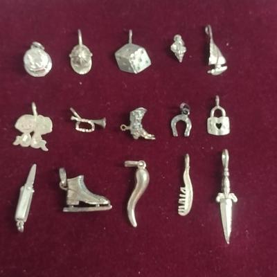 Collection of Sterling Silver Charm Pendants- Approx 22 Grams Total Weight (#19)