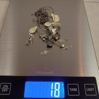Collection of Sterling Silver Charm Pendants and Holders- Approx 18 Grams Total Weight (#22)