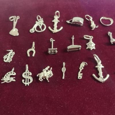 Collection of Sterling Silver Charm Pendants- Approx 24 Grams Total Weight (#25)