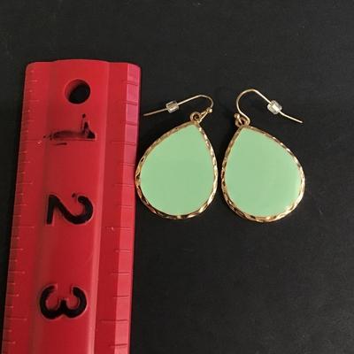 Mint green enamel dangle earrings